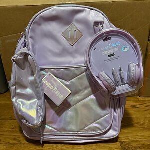 Lavender Backpack, Pencil Case and Headphones Set